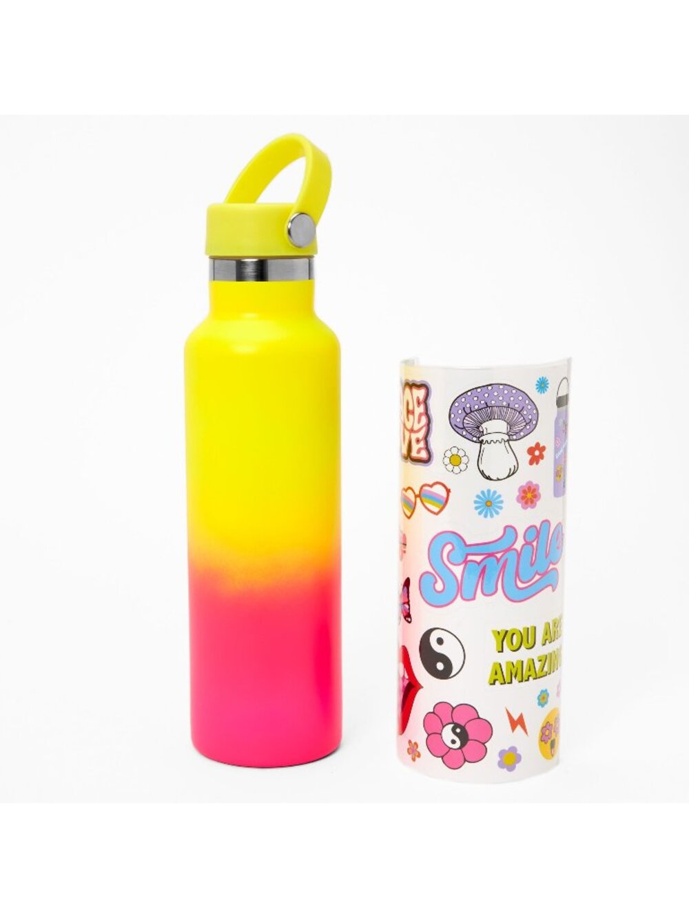 Claires Decorate Your Own Stainless Steel Water Bottle Yellow Pink